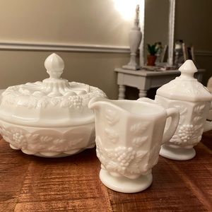 Antique Milk Glass Set